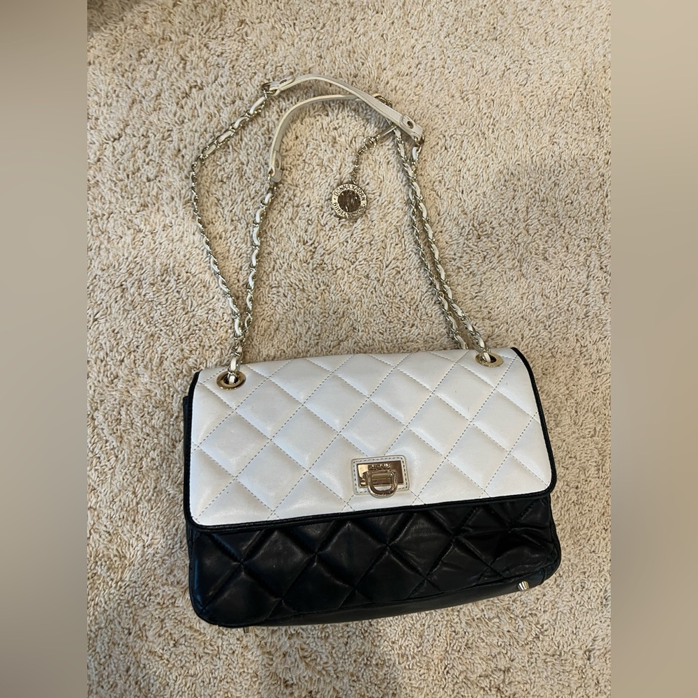 Donna Karen leather purse black & white